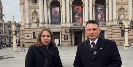 Sławomir Mentzen i Anna Bryłka we Lwowie